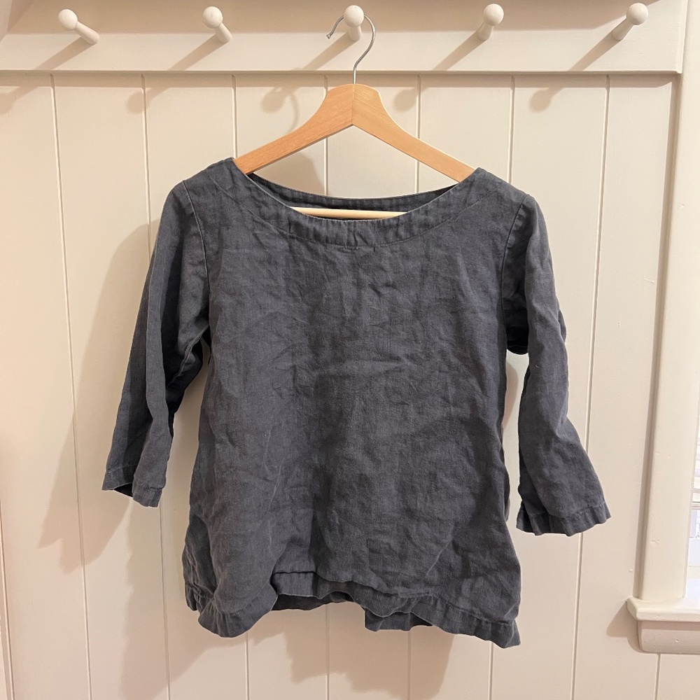 Not Perfect Linen January Top - Charcoal